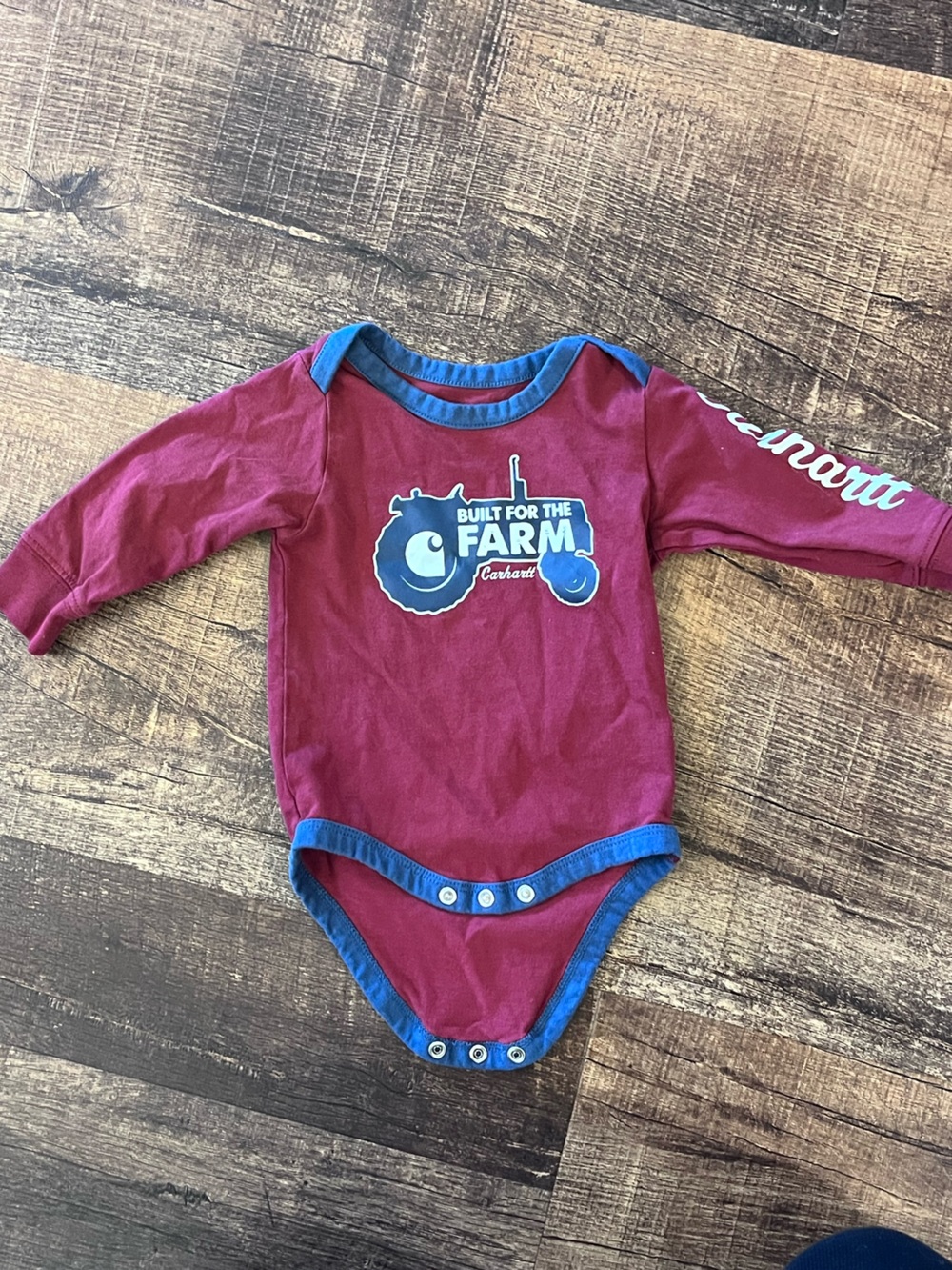 Baby Carhartt Maroon Long Sleeve Baby Bodysuit - 100% Cotton - NWOT